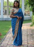 Blue Weaving Satin Silk Saree